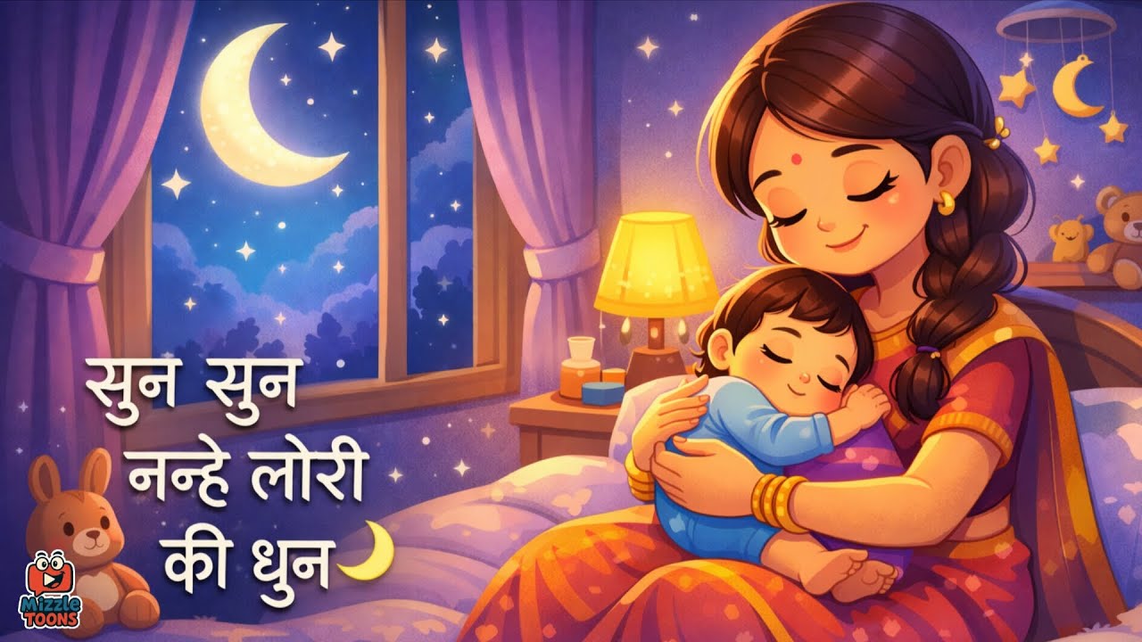 सुन सुन नन्हे लोरी की धुन 🌙 | Sweet Mother Baby Lori Song for Deep Sleep | #mizzletoon 