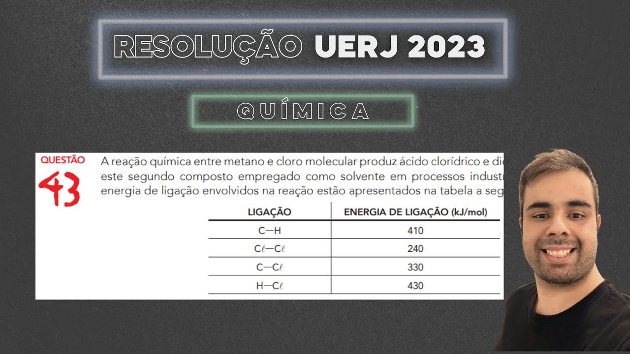 UERJ 2023 A reação química entre metano e cloro molecular produz ácido clorídrico e diclorometano