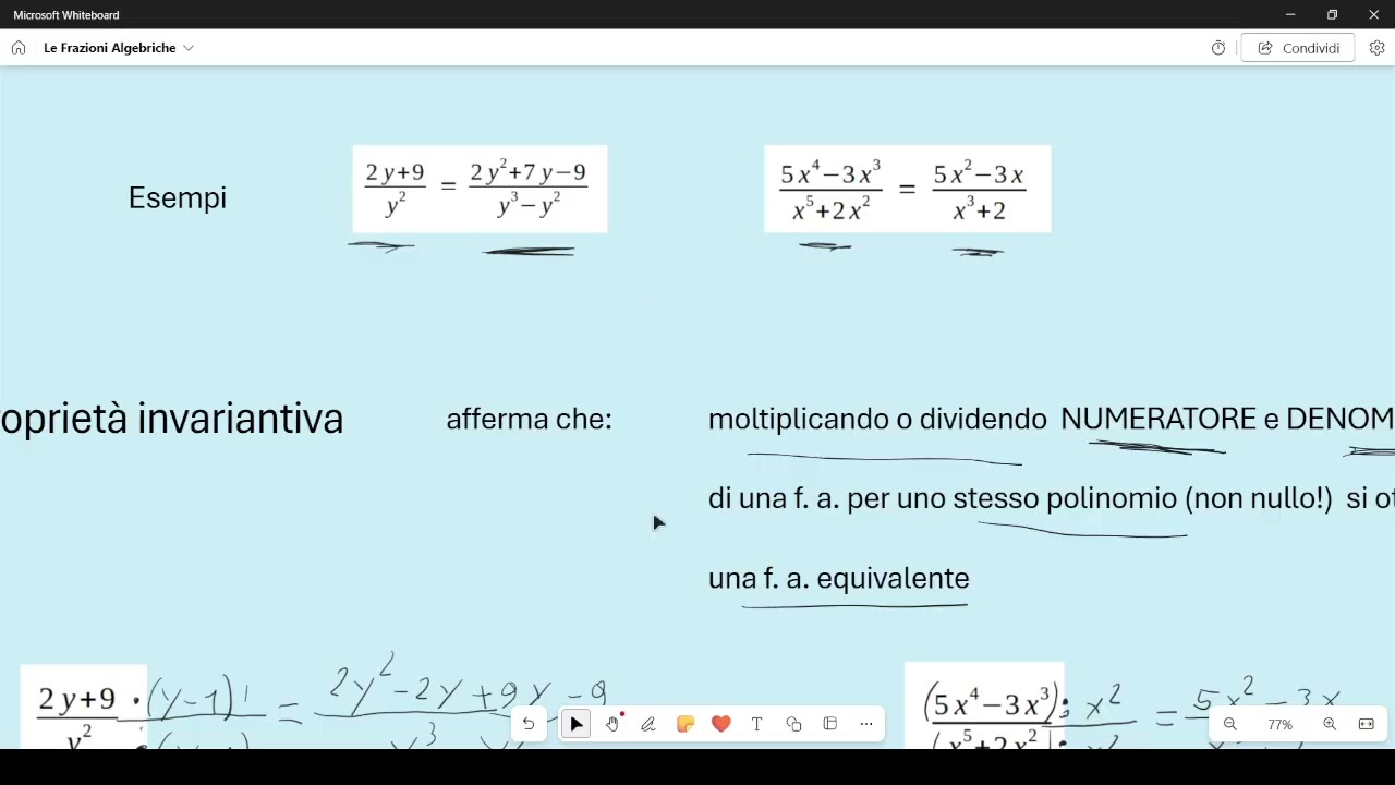 Le Frazioni Algebriche (parte 2): equivalenze e proprietà invariantiva