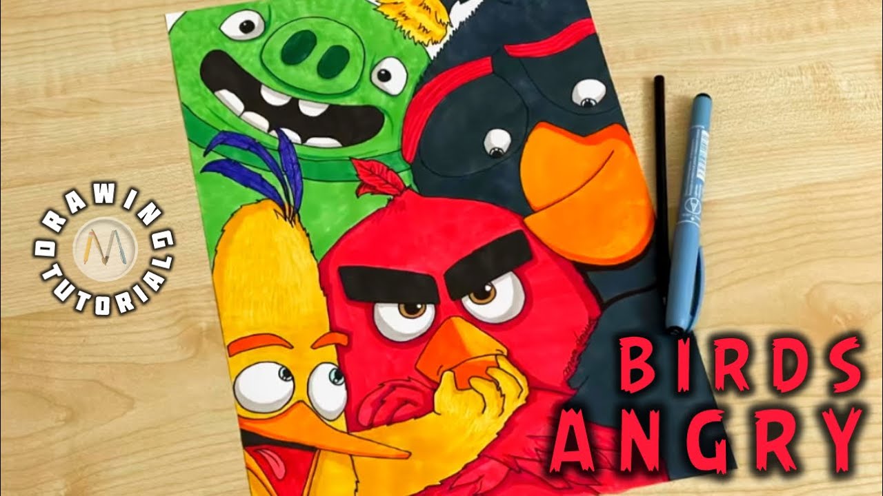How to draw Angry Birds characters / Angry birds drawing tutorial