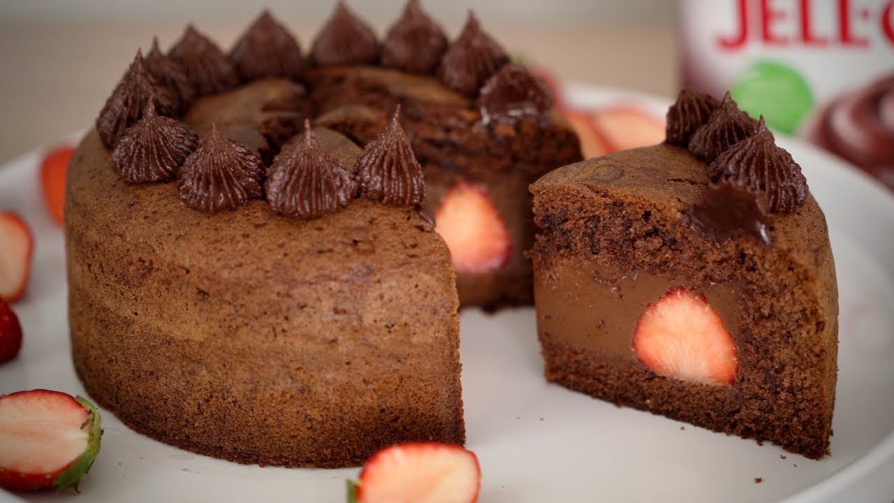 JELLO Chocolate Instant Pudding Strawberry Cake ジェローチョコレートイチゴケーキ