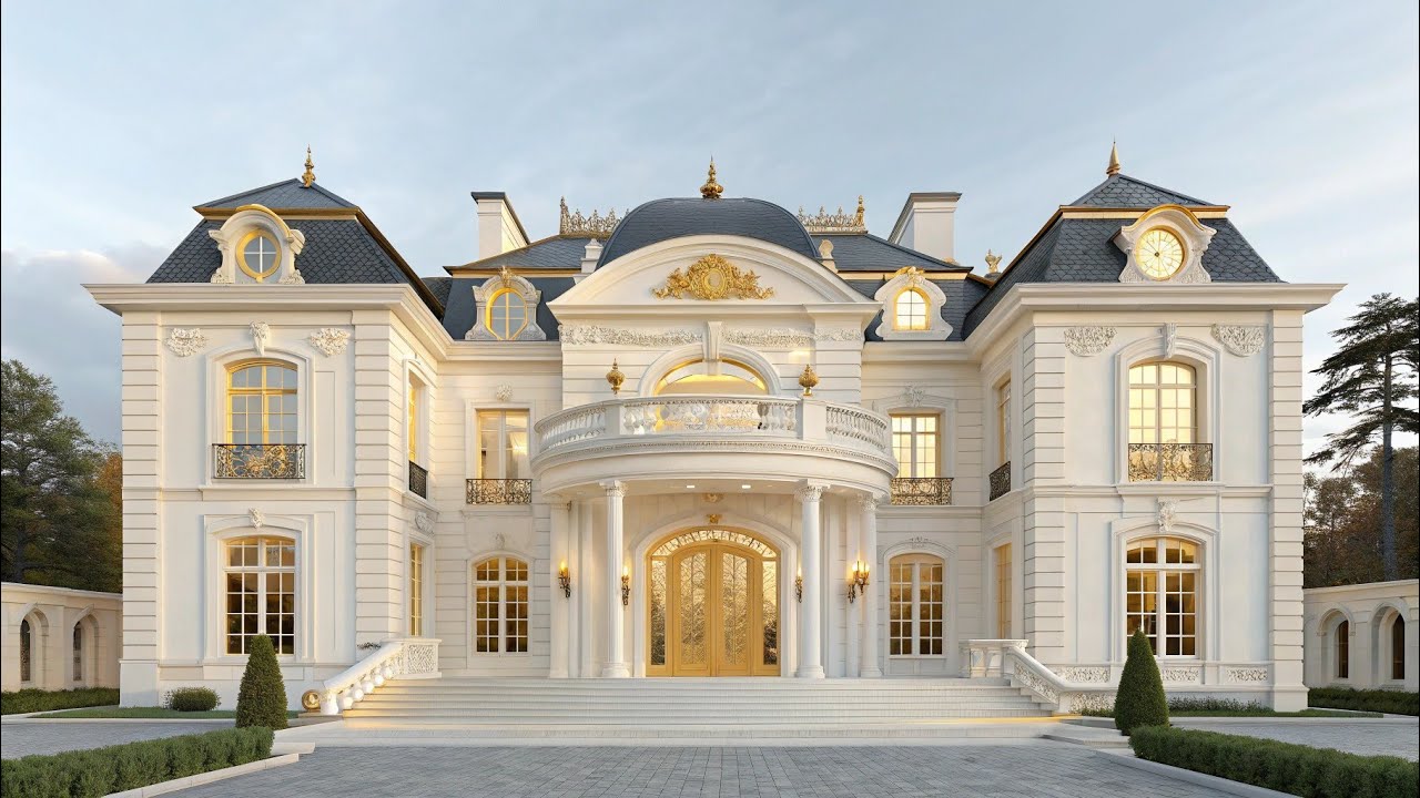 🏛️Luxury Royal Mansion ✨Front View 👑 White & Gold 🌿Palace-Style 🌸VIP House☘️@Dream-House_Tour 