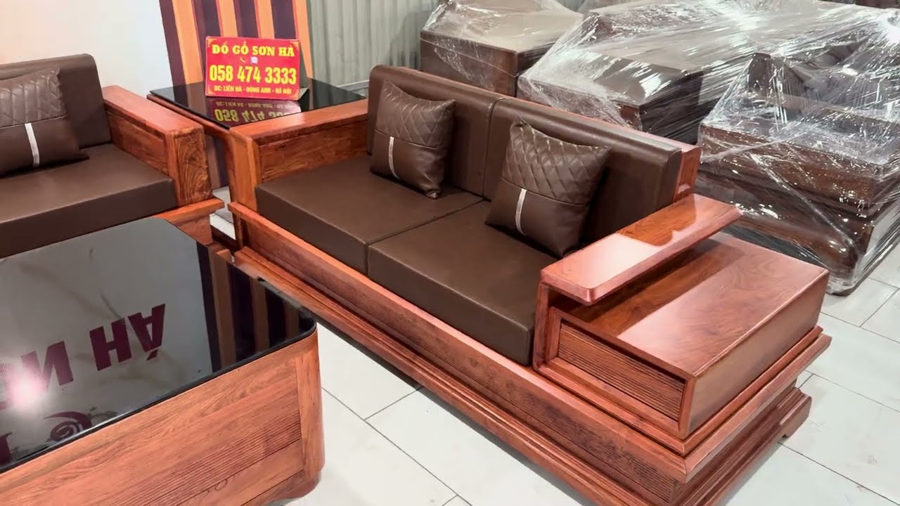 Sofa zito chân pháo gỗ hương đá | Xưởng Đồ Gỗ Sơn Hà