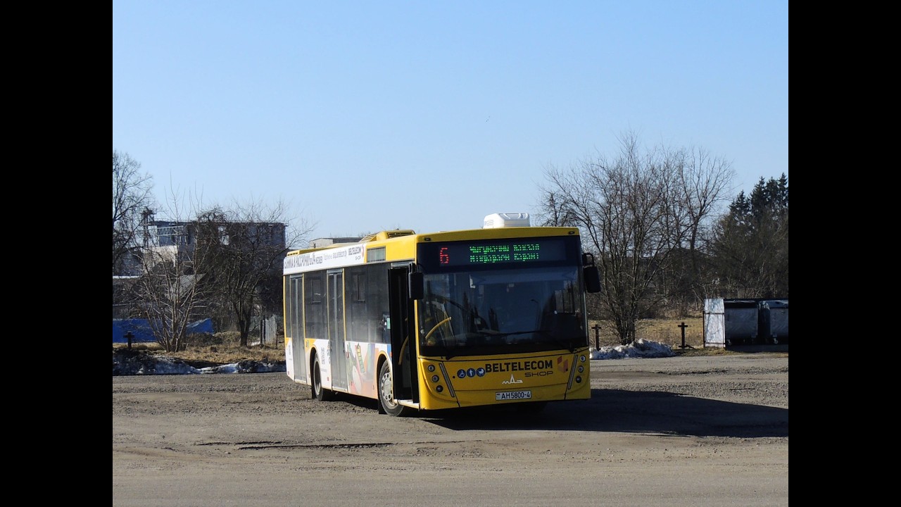 Автобус МАЗ-203.047 гос. № АН 5800-4 маршрут №6 в Сморгони (ПОЕЗДКА)