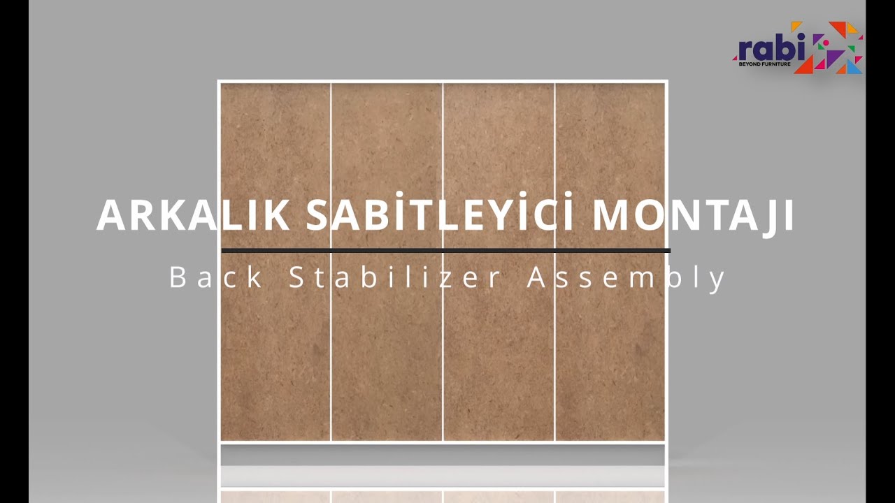 Rabi Mobilya 6 Kapak 2 &Ccedil;ekmeceli Gardırop Arkalık Sabitleyici Montaj Animasyonu