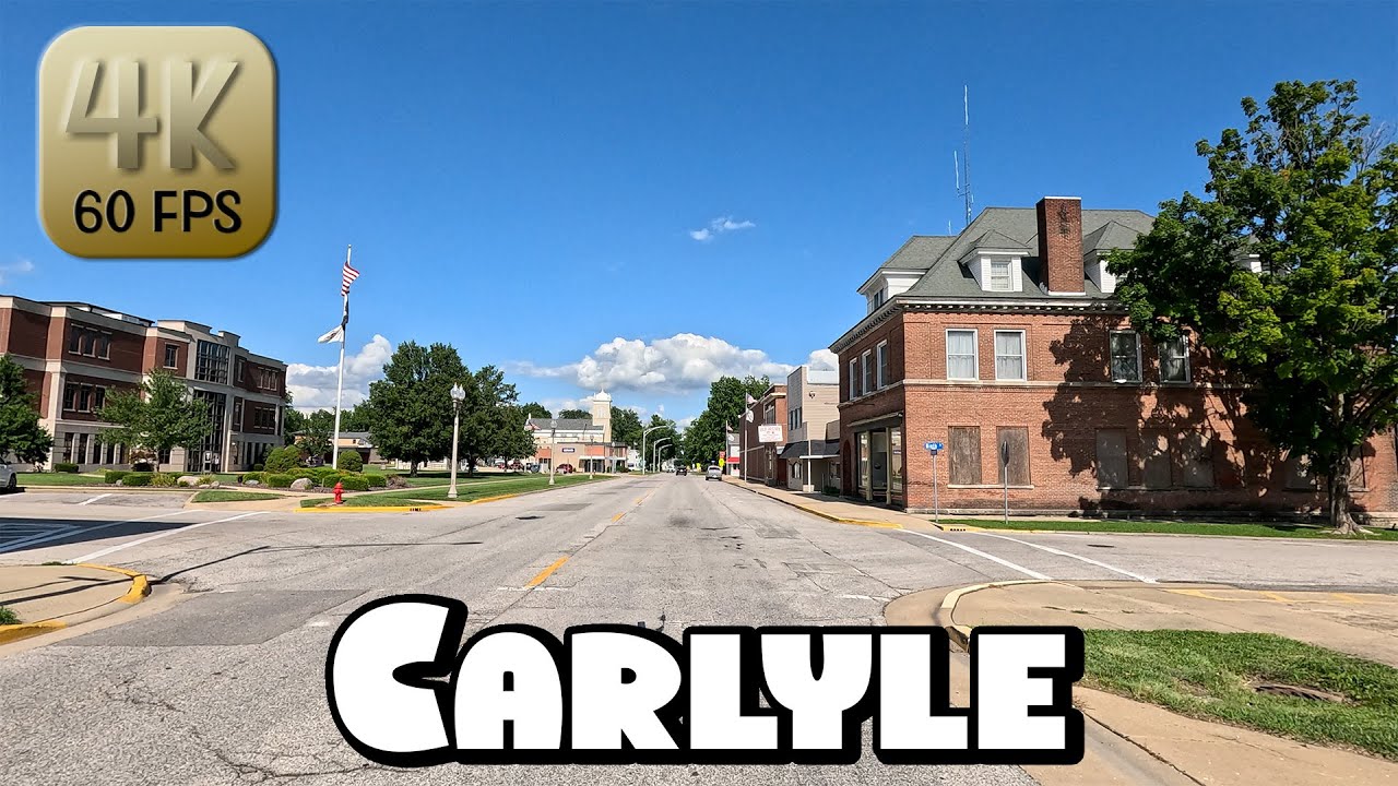 Driving Around Small Town Carlyle, Illinois in 4k Video