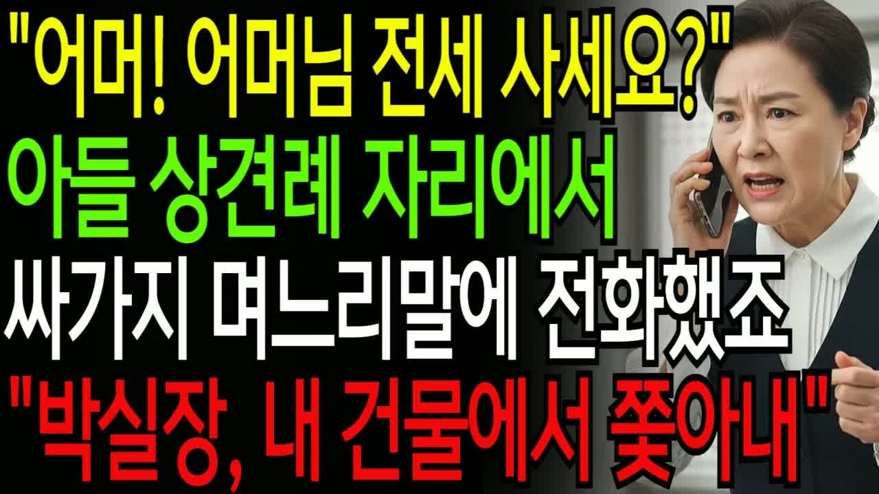 “어머 어머님 전세 사세요” 아들의 상견례날 싸가지 없게 말하는 며느리, 다음날 며느리하고 사돈댁 박살 난 놀라운 사건
