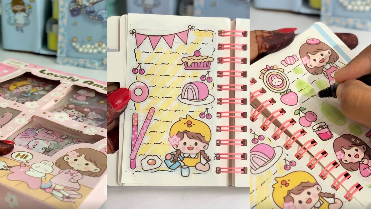 ASMR Mini Kawaii Stickers Journaling 🩷 Cute Kawaii stickers | CraftyBlueHeaven