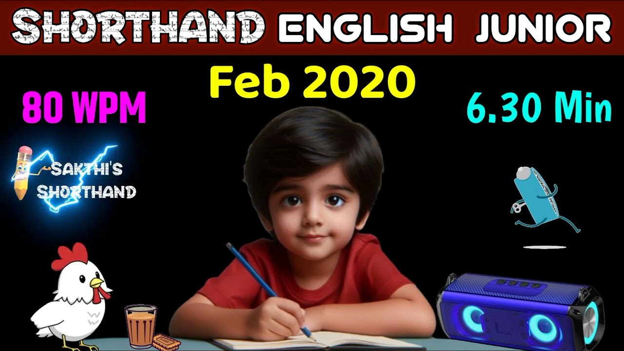 Shorthand English Junior Feb 2020 ✍️ 80 WPM 🏇 6.30 min