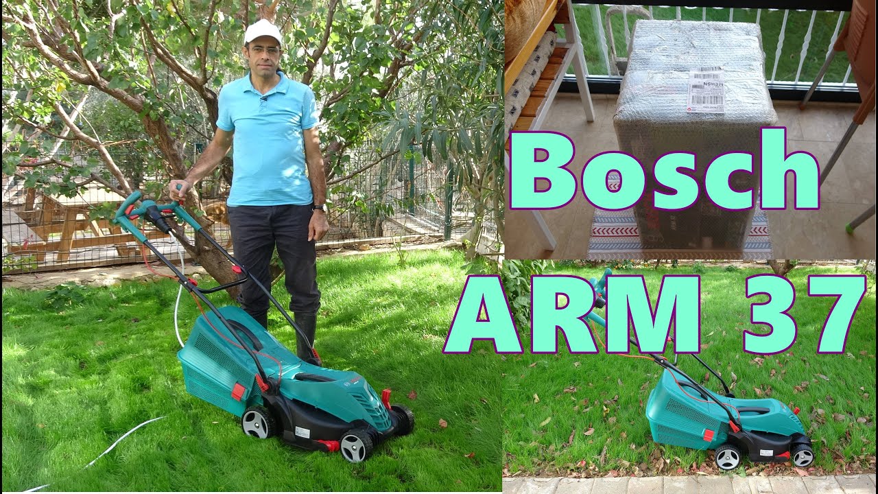 Газонокосилка Bosch ARM 37. (Распаковка и первое использование)