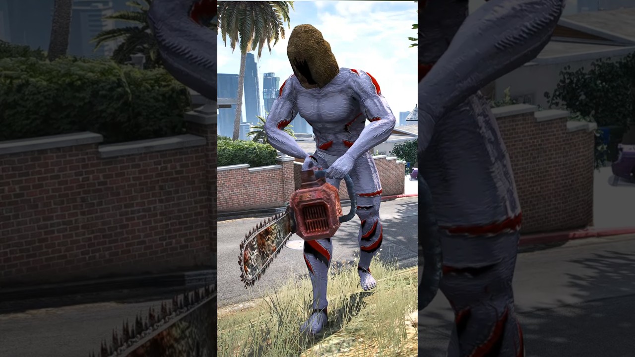 Faceless Chainsaw Man Attacks Franklin’s House – GTA 5 