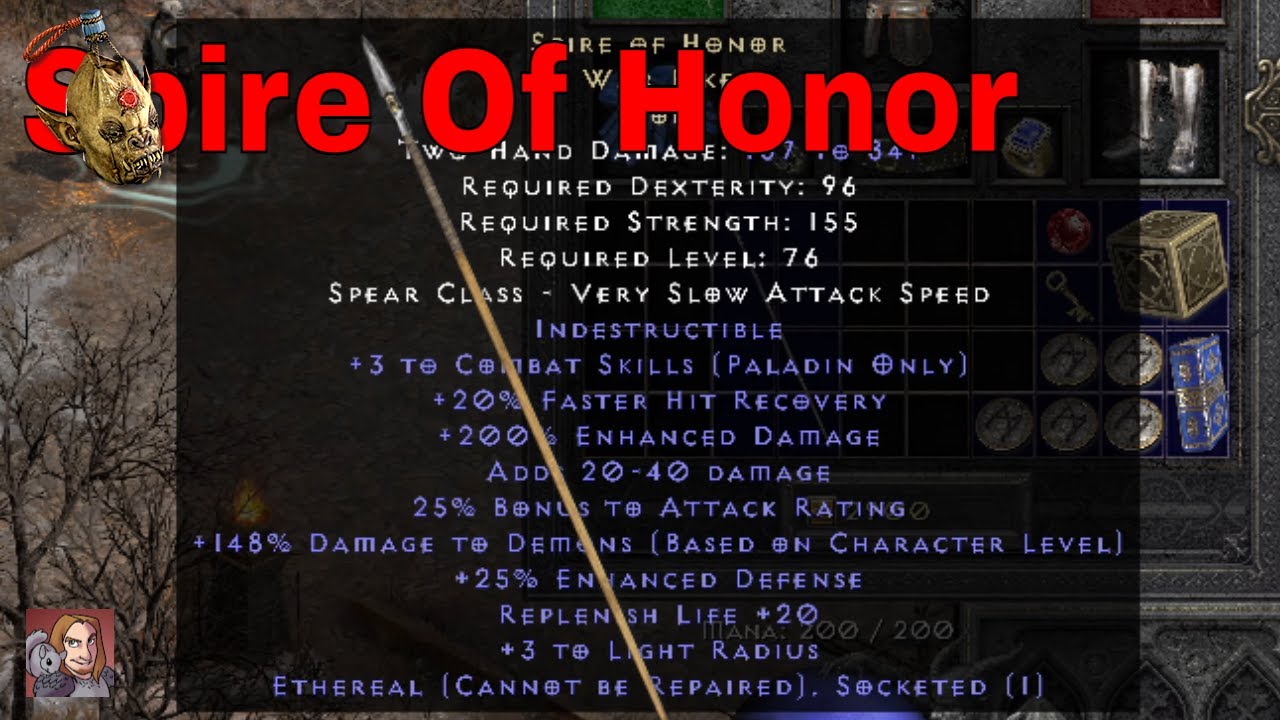 D2R Unique Items - Spire Of Honor (Lance)