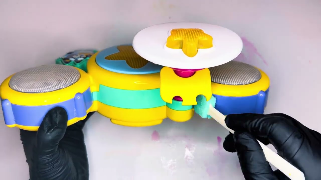 ASMR | Deep Cleaning & Sanitizing the Bluey Hooray Drum Set 🥁✨ (Soft Wipes, Gentle Sprays)