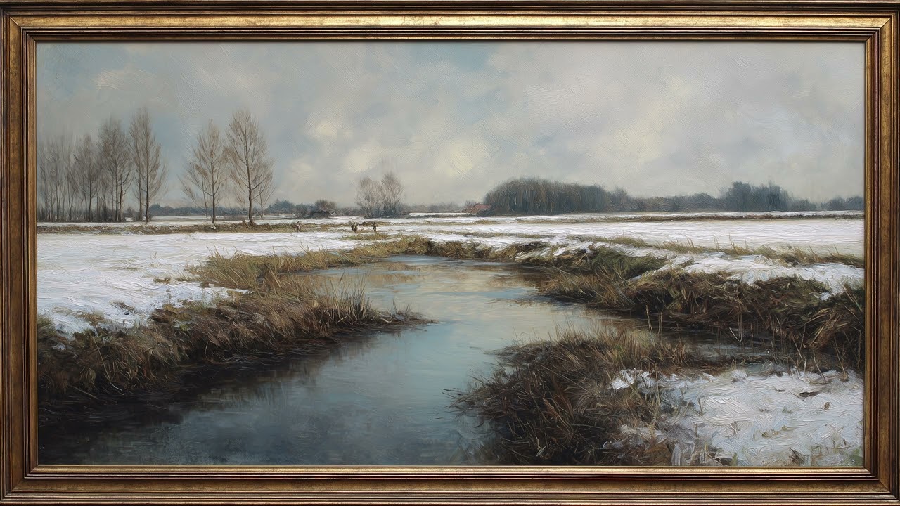 Early Spring Thaw in the Quiet Countryside | Framed Art TV Wallpaper 4K