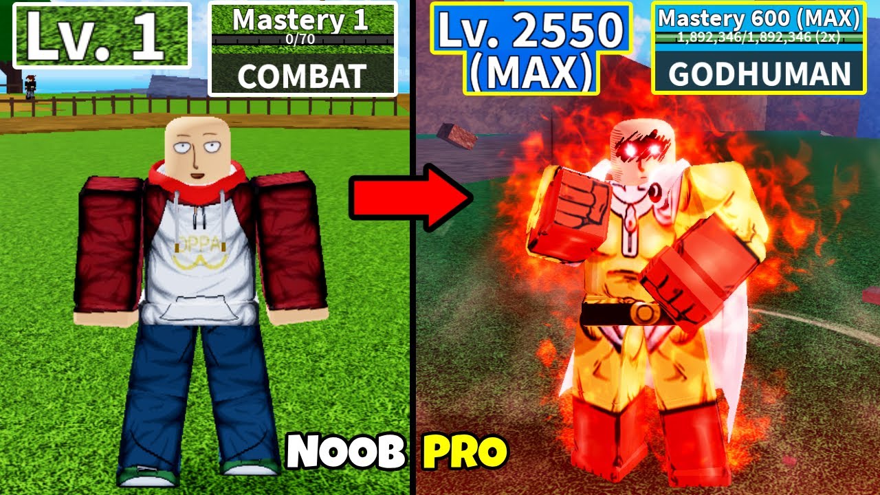 Проходим Blox Fruits, играя за Сайтаму! Уровень 0 до максимального, полный уровень человека v4, п...