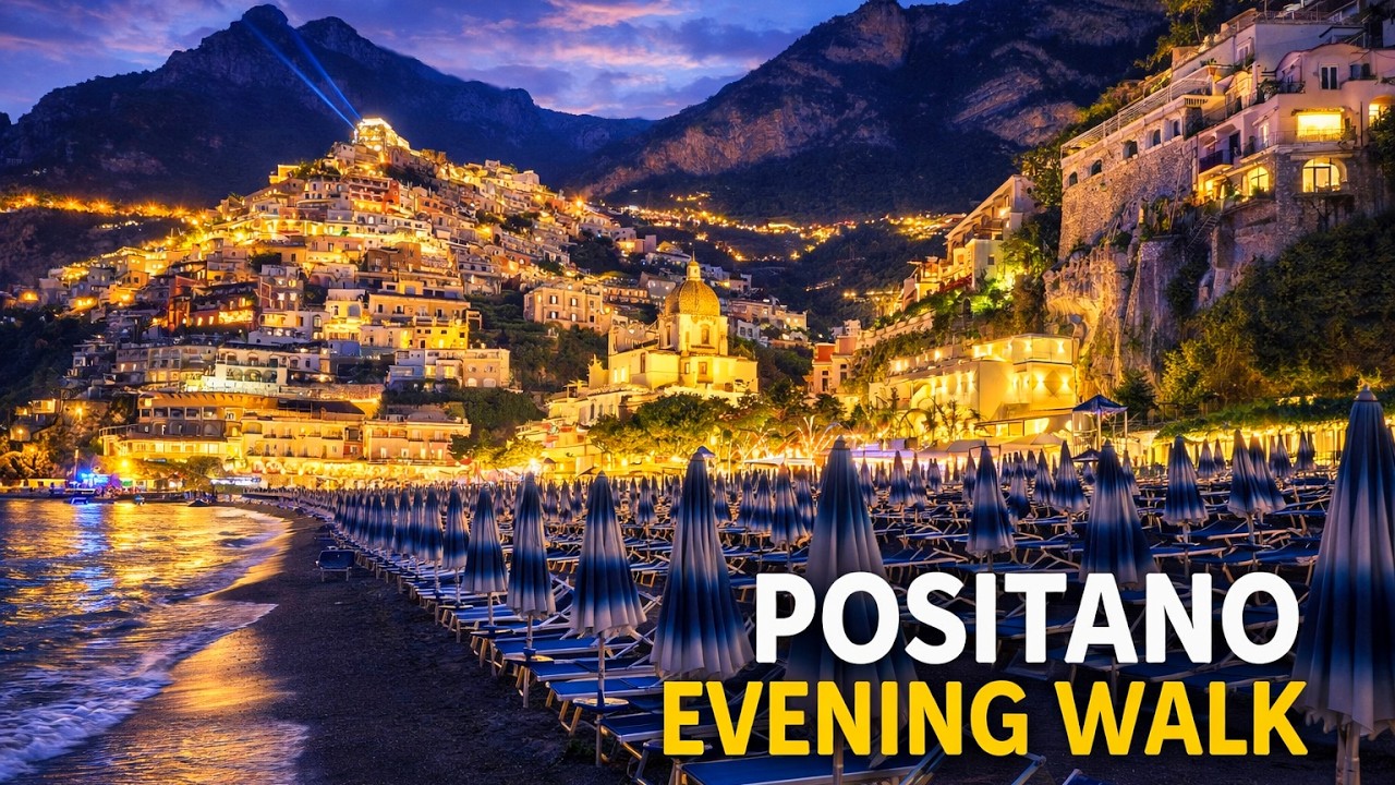 Positano Italy Evening Walk 🇮🇹 | Amalfi Coast at Night (4K HDR)