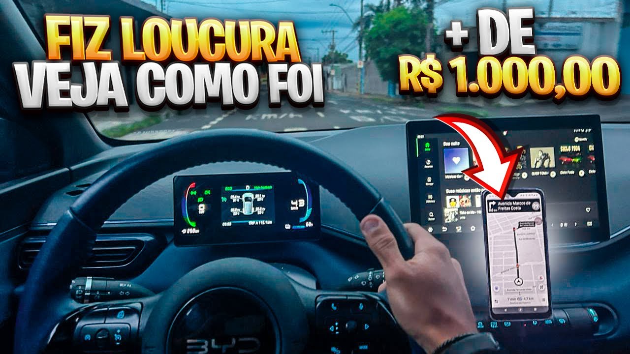 + DE 1.000,00 REAIS NA UBER E 99 COM O BYD DOLPHIN MINI