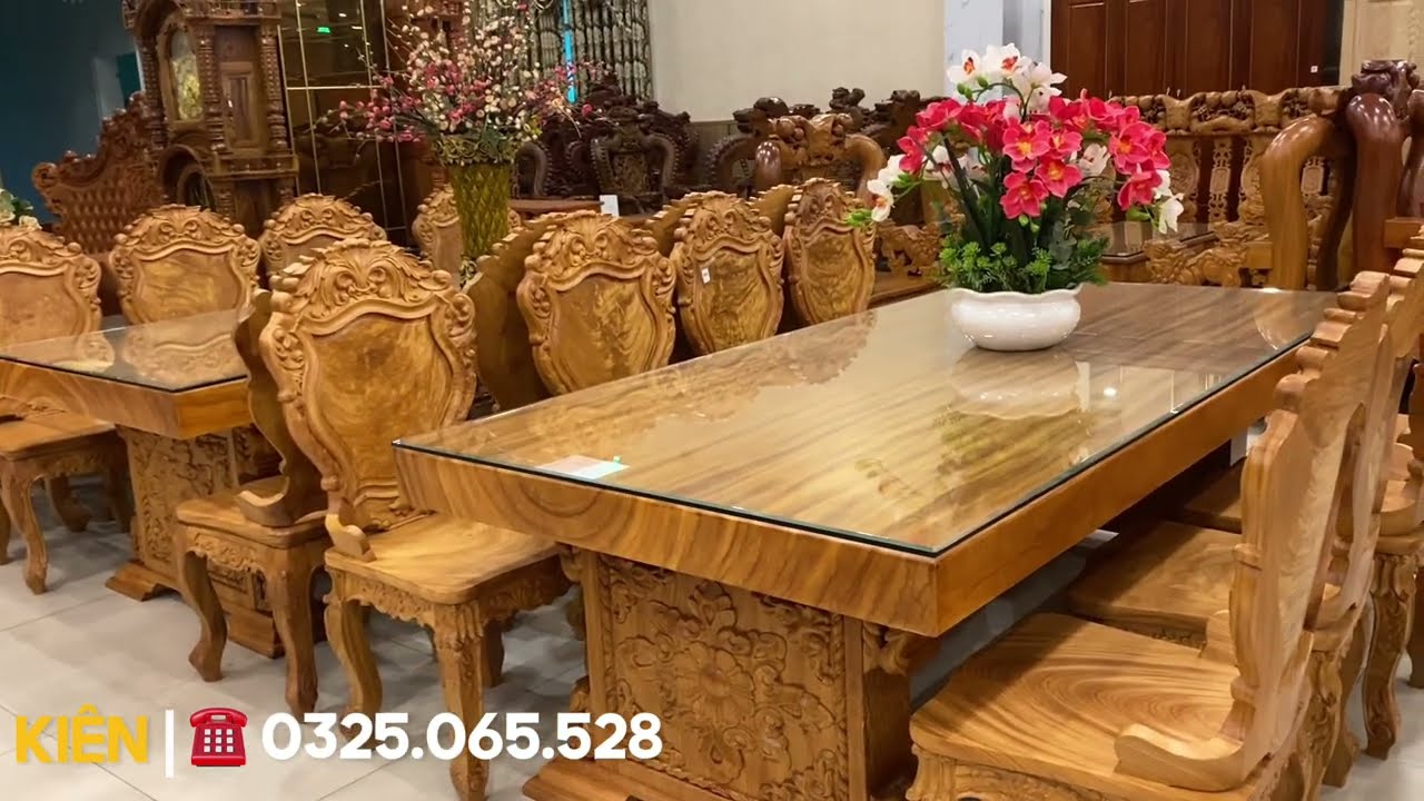 Bàn ăn Nguyên Khối Gỗ Gõ Đỏ Siêu Vip | Bàn Dài Nguyên Khối Gỗ Gõ Đỏ | Lưu ý  Mua Bàn Ghế Nguyên Khối