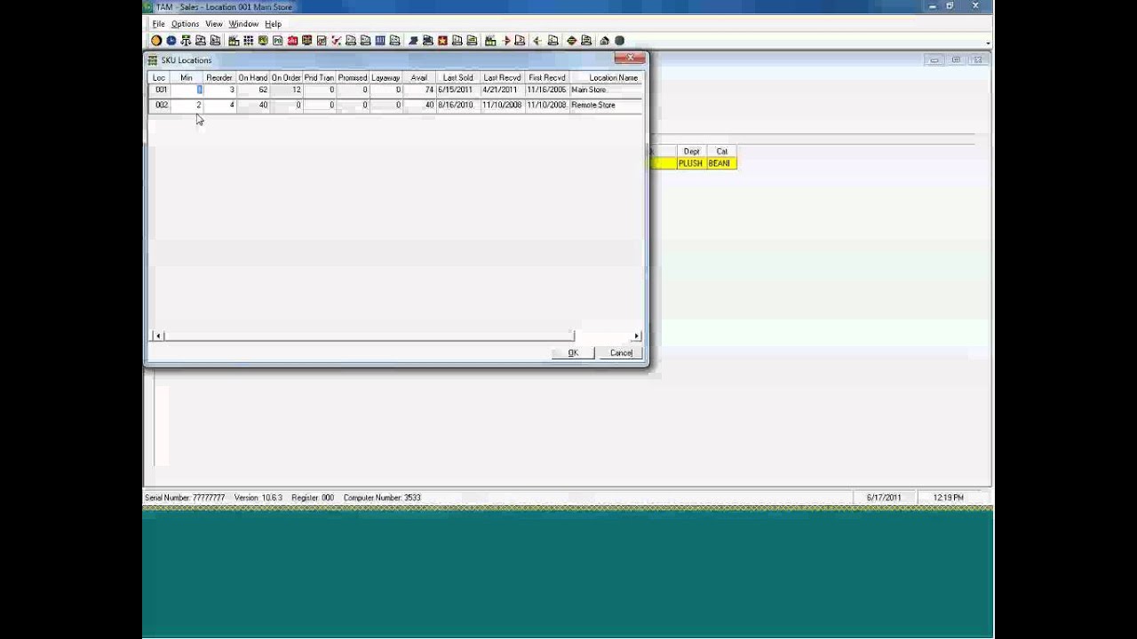 Automatic Replenishment of SKUs in TAM