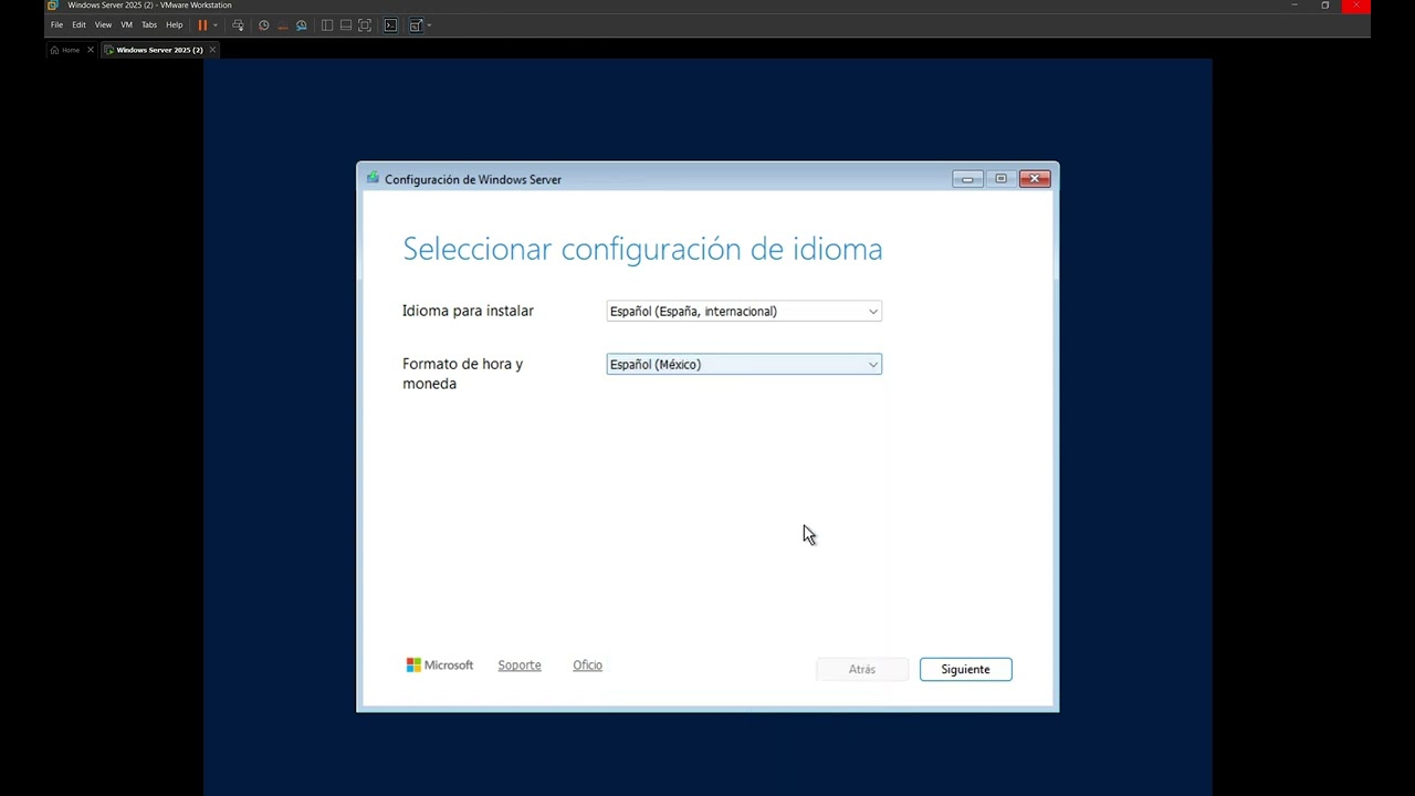 2) Instalación de Windows Server 2025 en una Máquina Virtual en VMWare Workstation 17 Pro