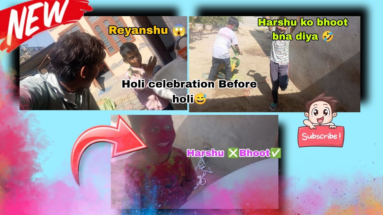 Holi celebration Before Holi 😅.... Harshu❎ Bhoot ✅... #subscribe #viralvideo #youtubeshorts 