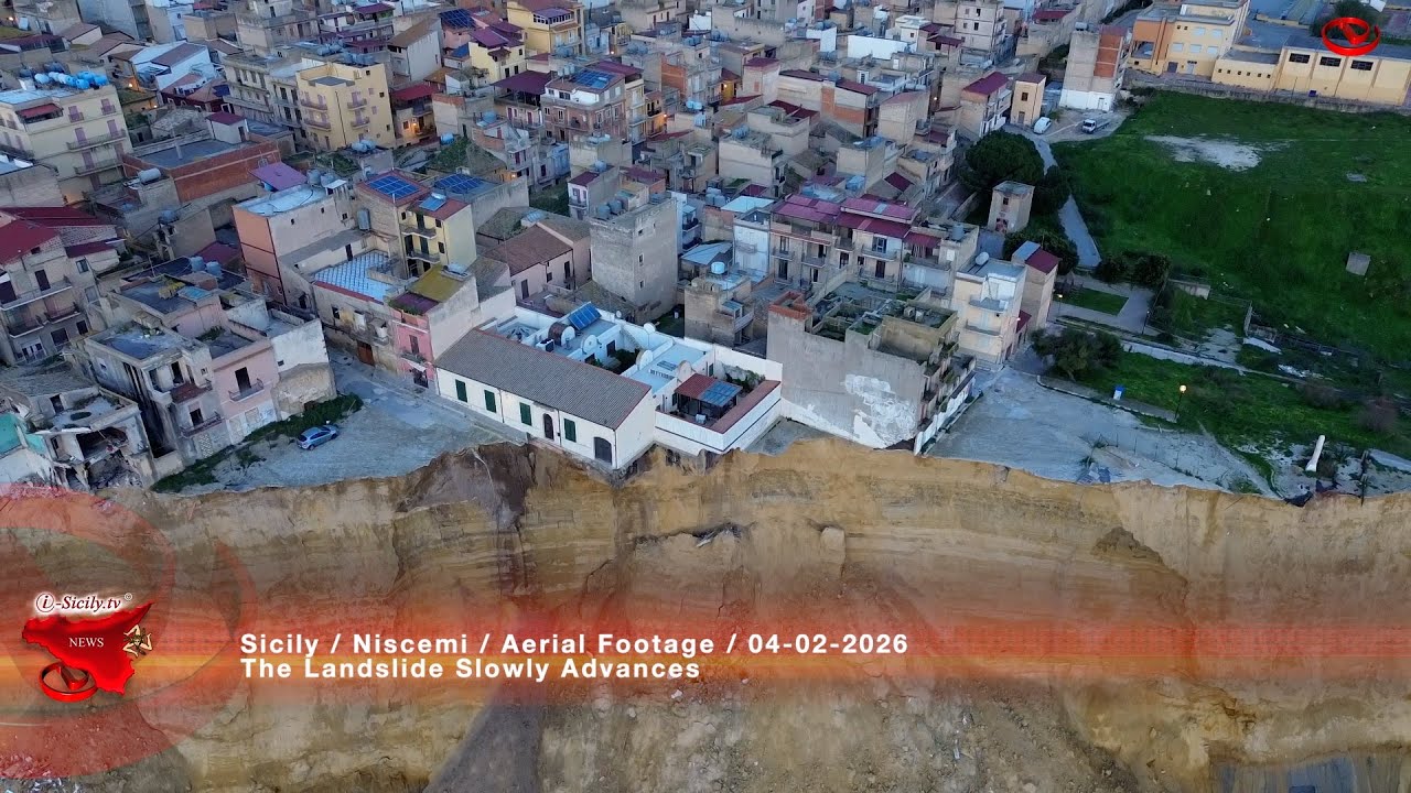Sicily / Niscemi / Aerial Footage / The Landslide Slowly Advances