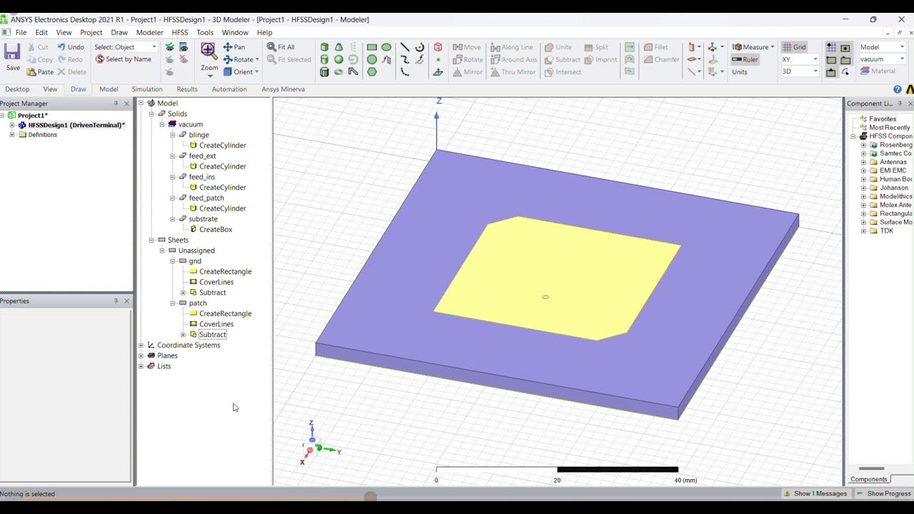 How to design a circularly polarized microstrip patch antenna for 3 GHz with HFSS.