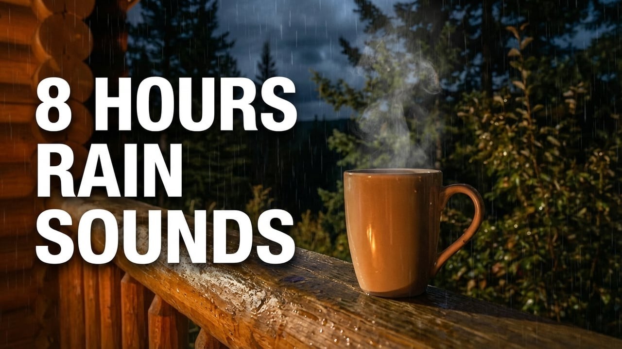 Cozy Cabin Porch in a Night Rainstorm 🌧️ 8 Hours Rain Sounds