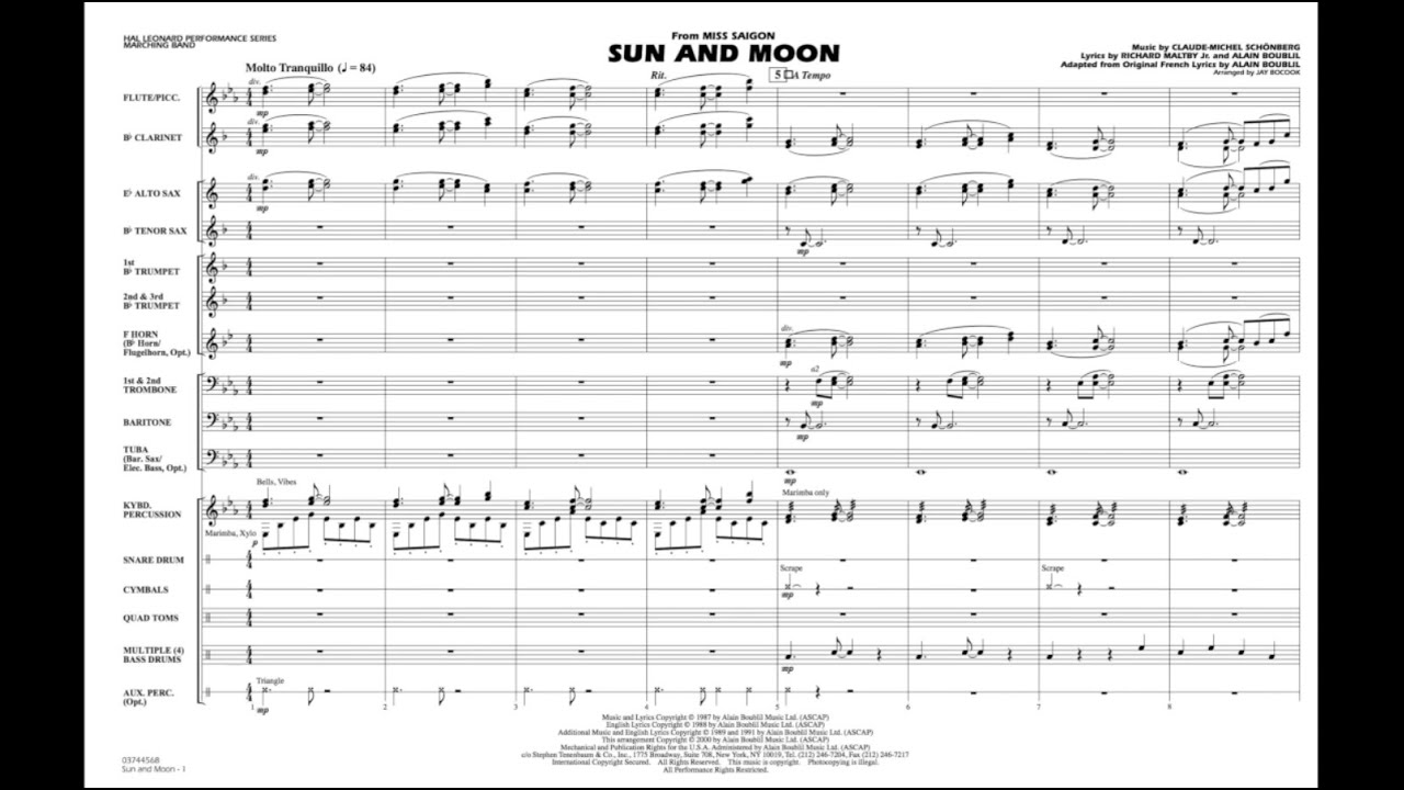Sun and Moon (from Miss Saigon) arranged by Jay Bocook