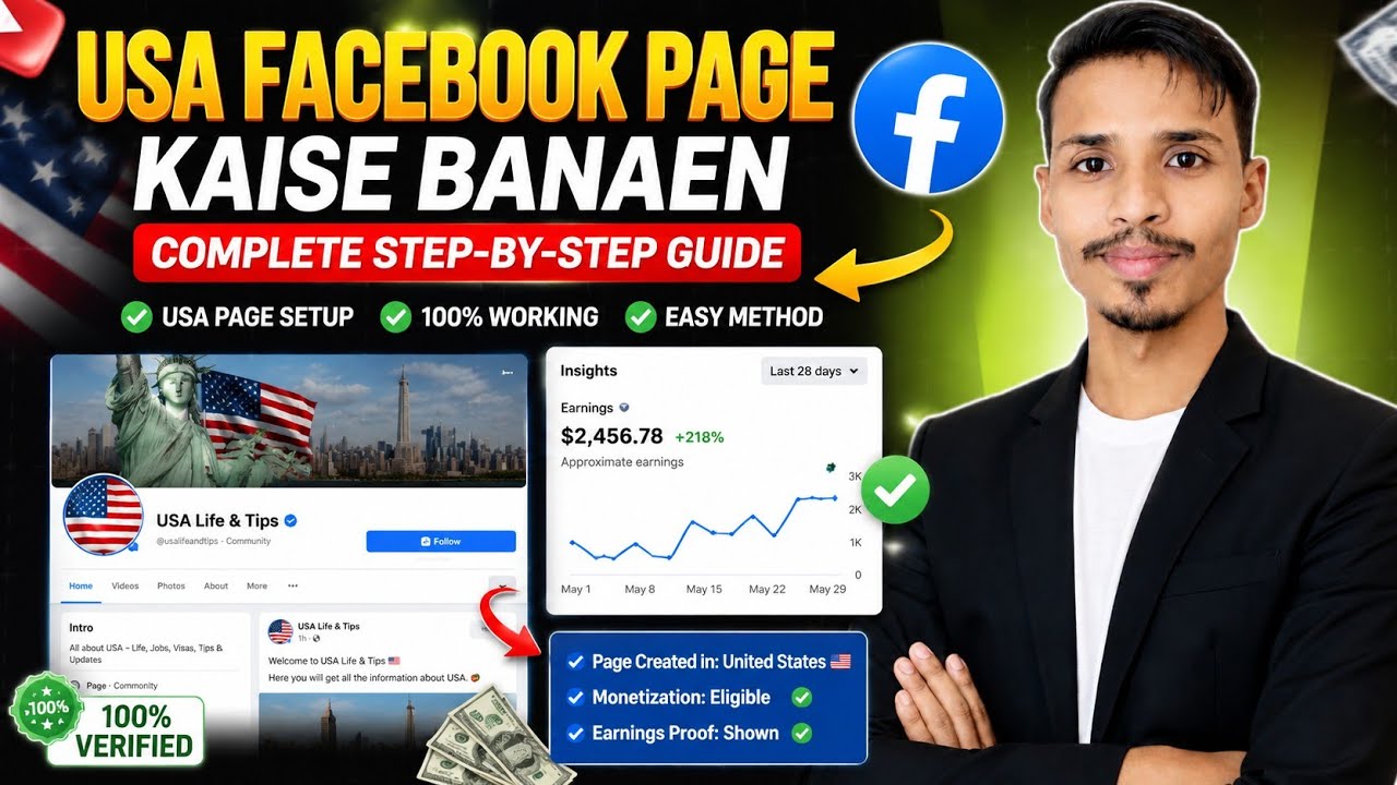USA Facebook Page Kaise Banaye 2026 | Facebook Page Create, Setup & Grow Complete Guide #facebook