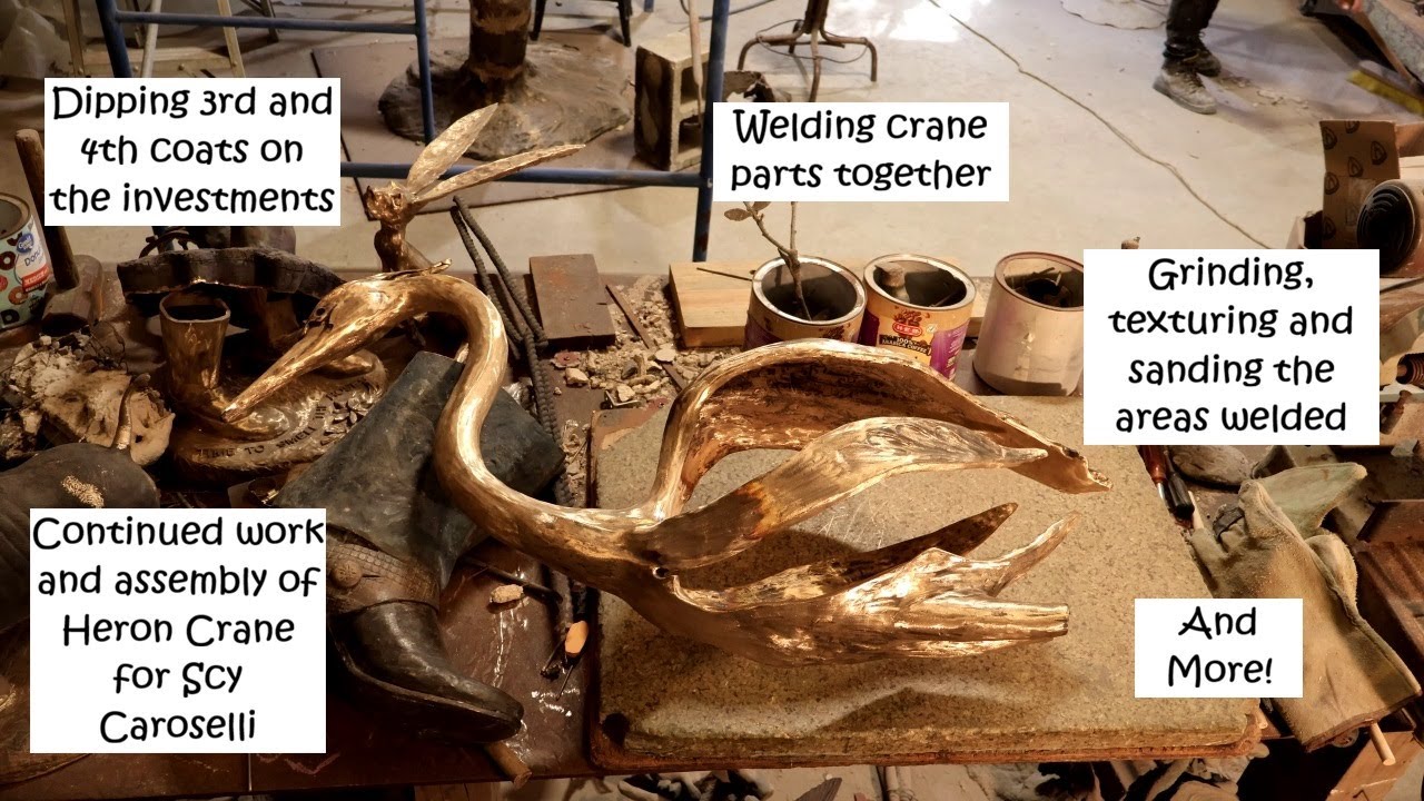 January 15, 2026 - Dipping 3rd/4th coats on investments, continued assembly of Heron Crane for...