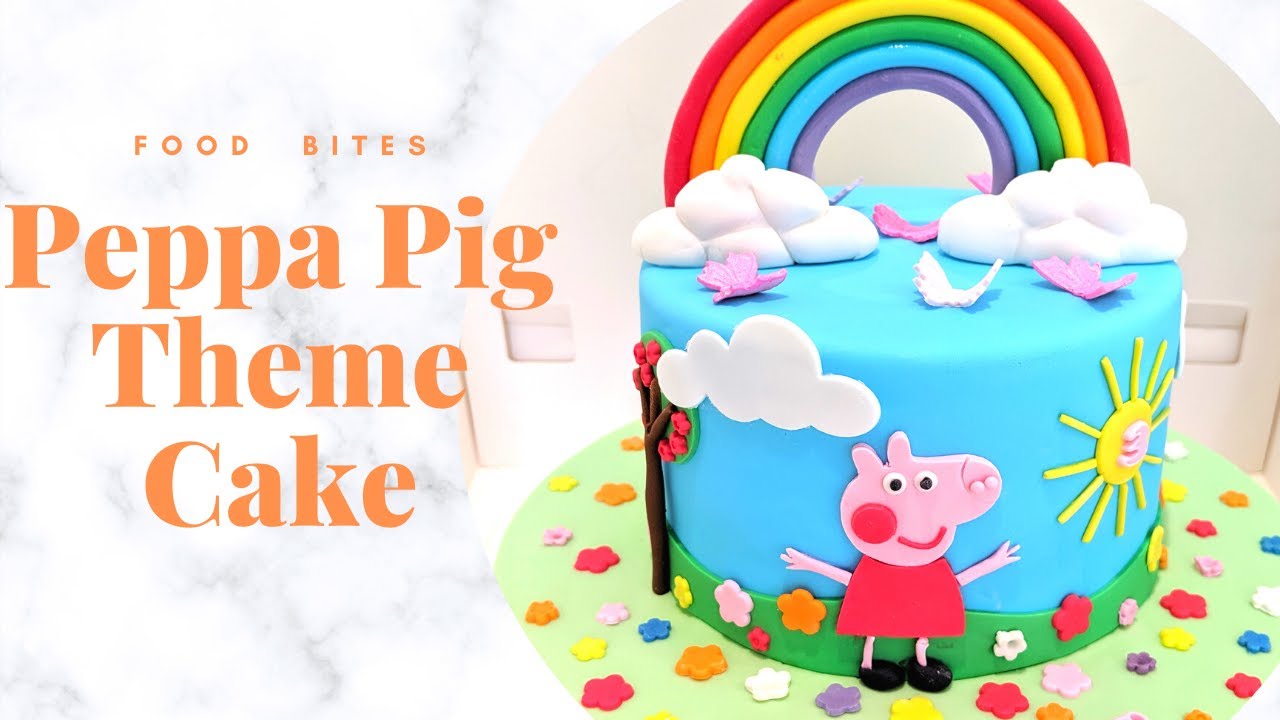 Peppa Pig Theme Cake | Rainbow Theme | Fondant Cake Decoration | How to Cover Cake With Fondant