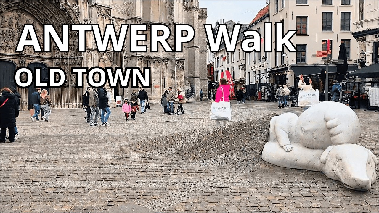 Antwerp Walking Tour 4K: Quiet Stadswaag to Lively Cathedral Area
