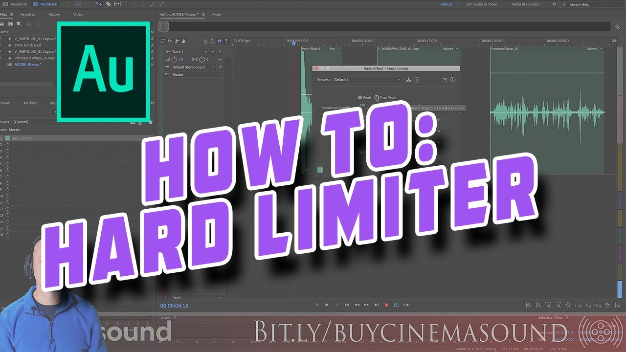 Инструкция по использованию жесткого лимитера в Adobe Audition.