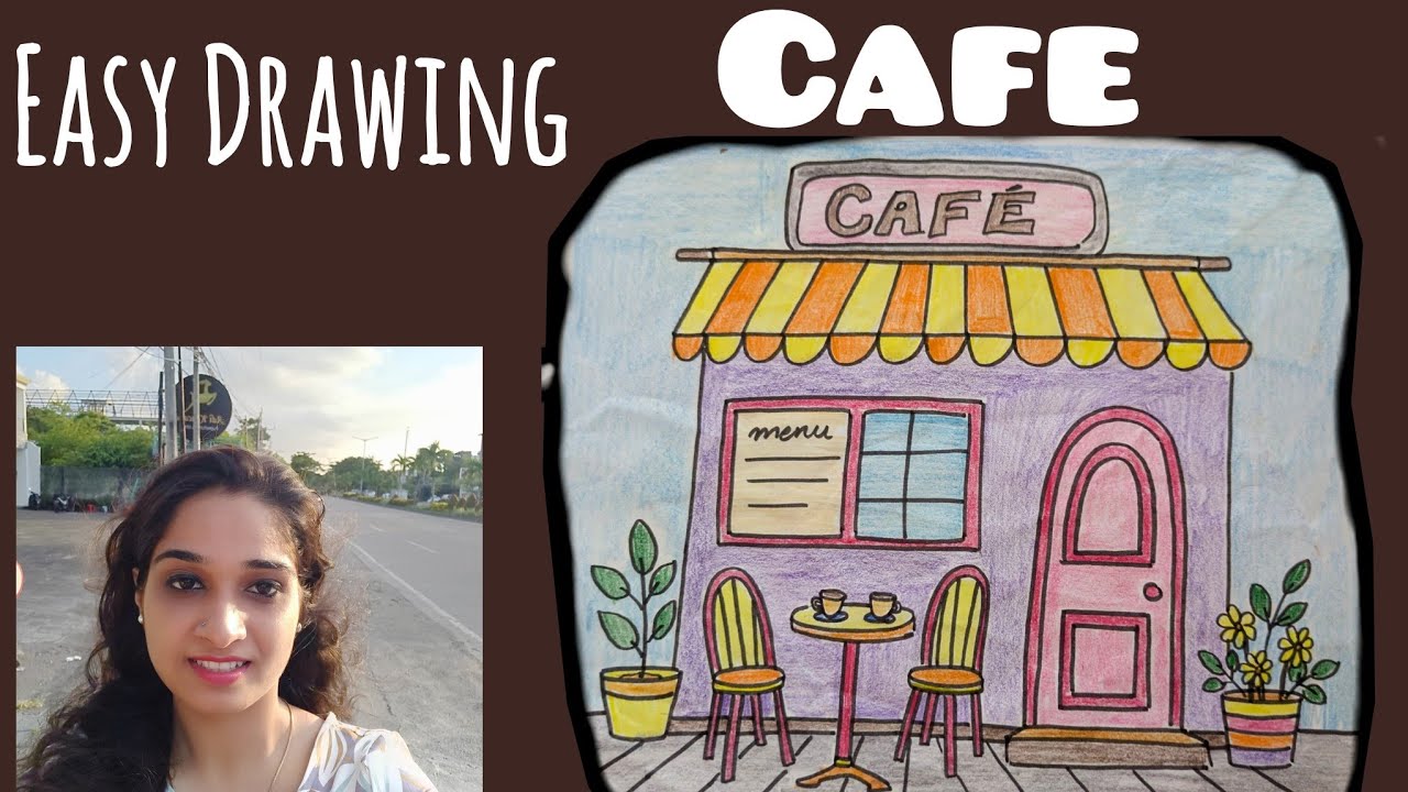 Easy Drawing : Cafe | Step by Step Tutorial | 