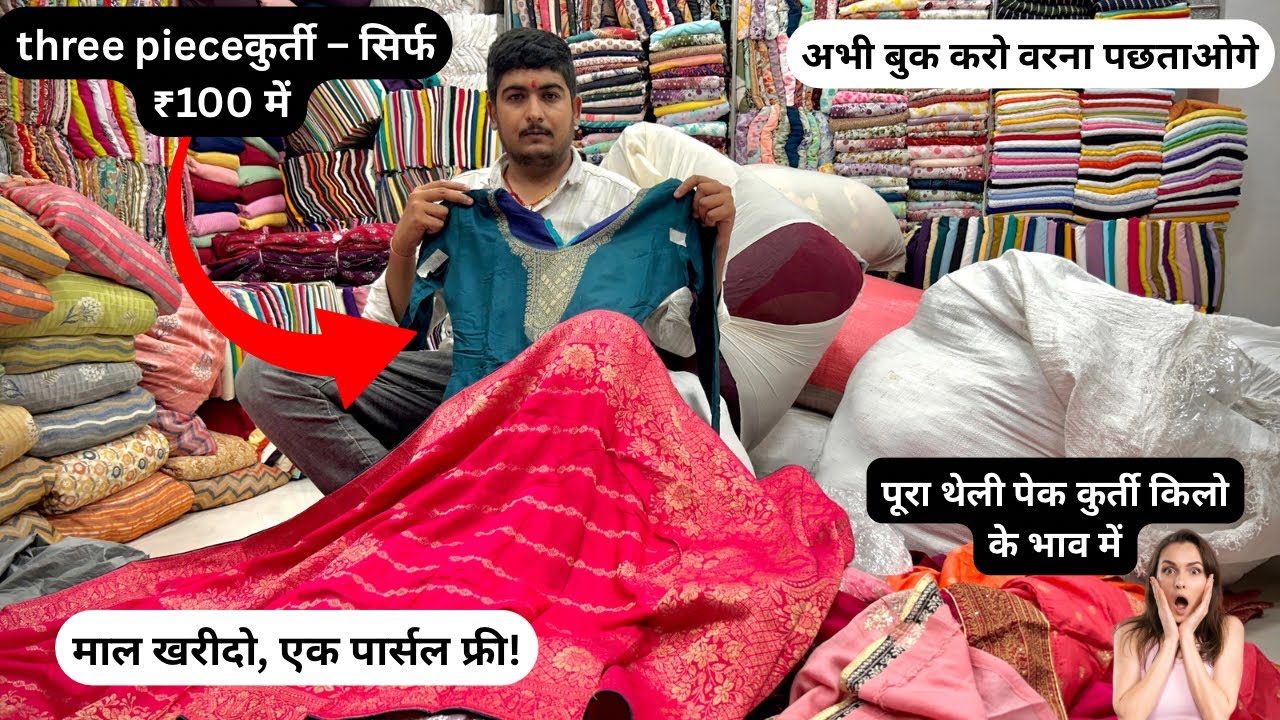 माल खरीदो, एक पार्सल फ्री Three Piece कुर्ती सिर्फ ₹100 में मार्केट से सस्ता माल कुर्ती किलो के भाव