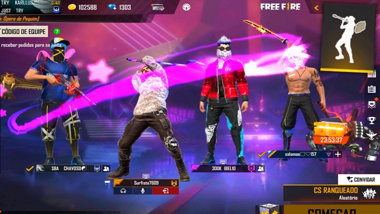 FINGI SER BOOT e USEI O NOVO EMOTE DA PANELA NO FREE FIRE!