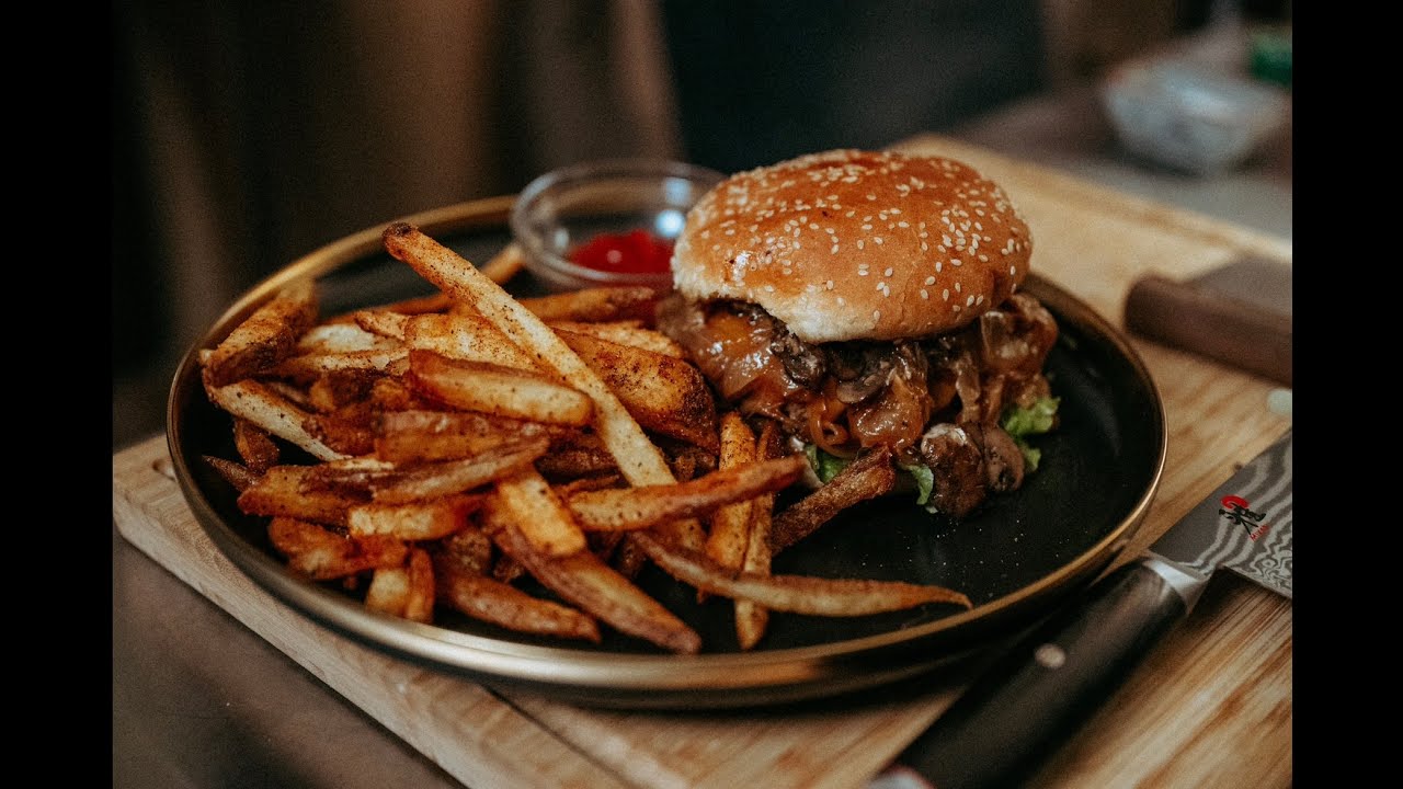 • la jolla beach burger with homemade fries •