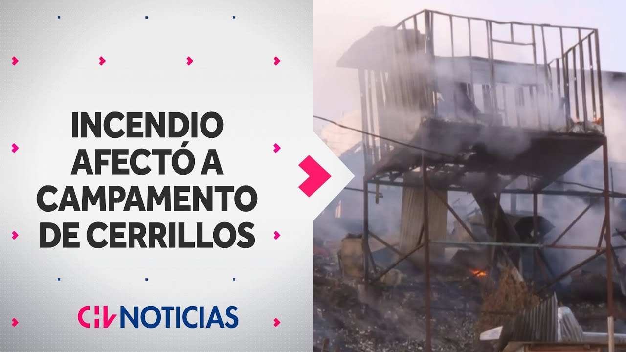 Incendio en campamento Nueva Esperanza de Cerrillos: Al menos cinco casas consumidas por el fuego