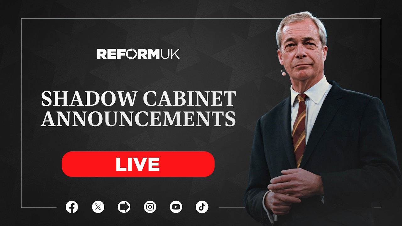 Watch LIVE as I make my first announcements for Reform UK’s Shadow Cabinet.
