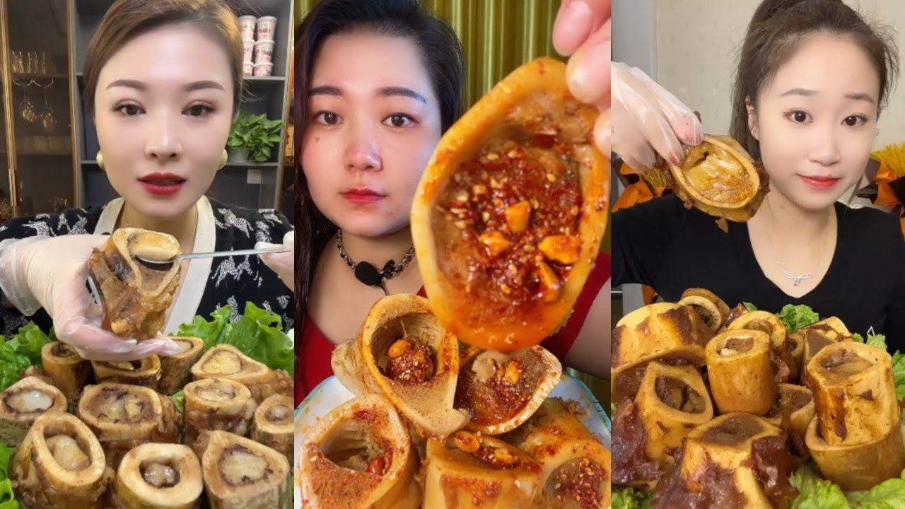 Chinese Food Mukbang Eating Show | Red beef bone marrow | Beef Bone Marrow Challenge #24(P70-72)