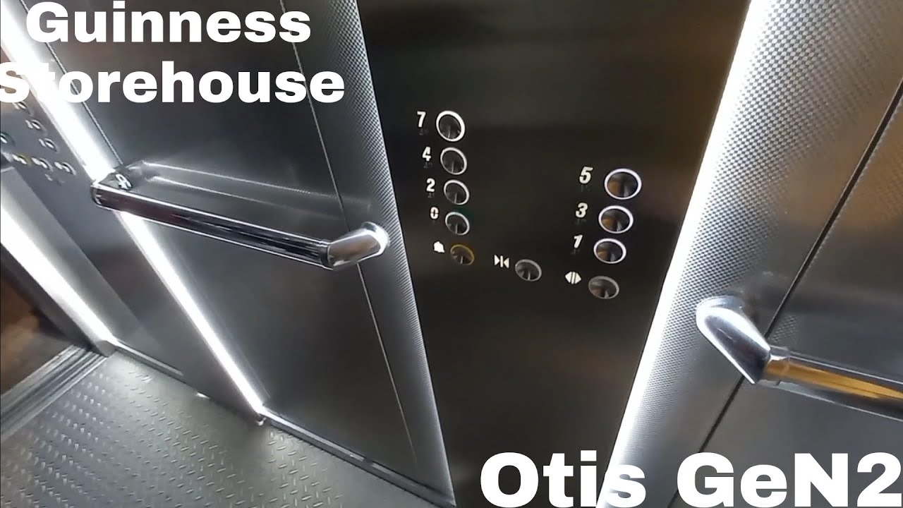 RARE Otis GeN2 Life MRL traction lift at the Guinness Storehouse, Dublin, Ireland