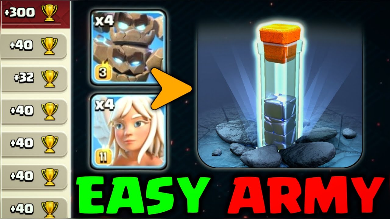 No.1 Army | Meteor Golem With Rc Charge | Og + Totem Spell Attack Strategy Is Broken! Clash Of Clans