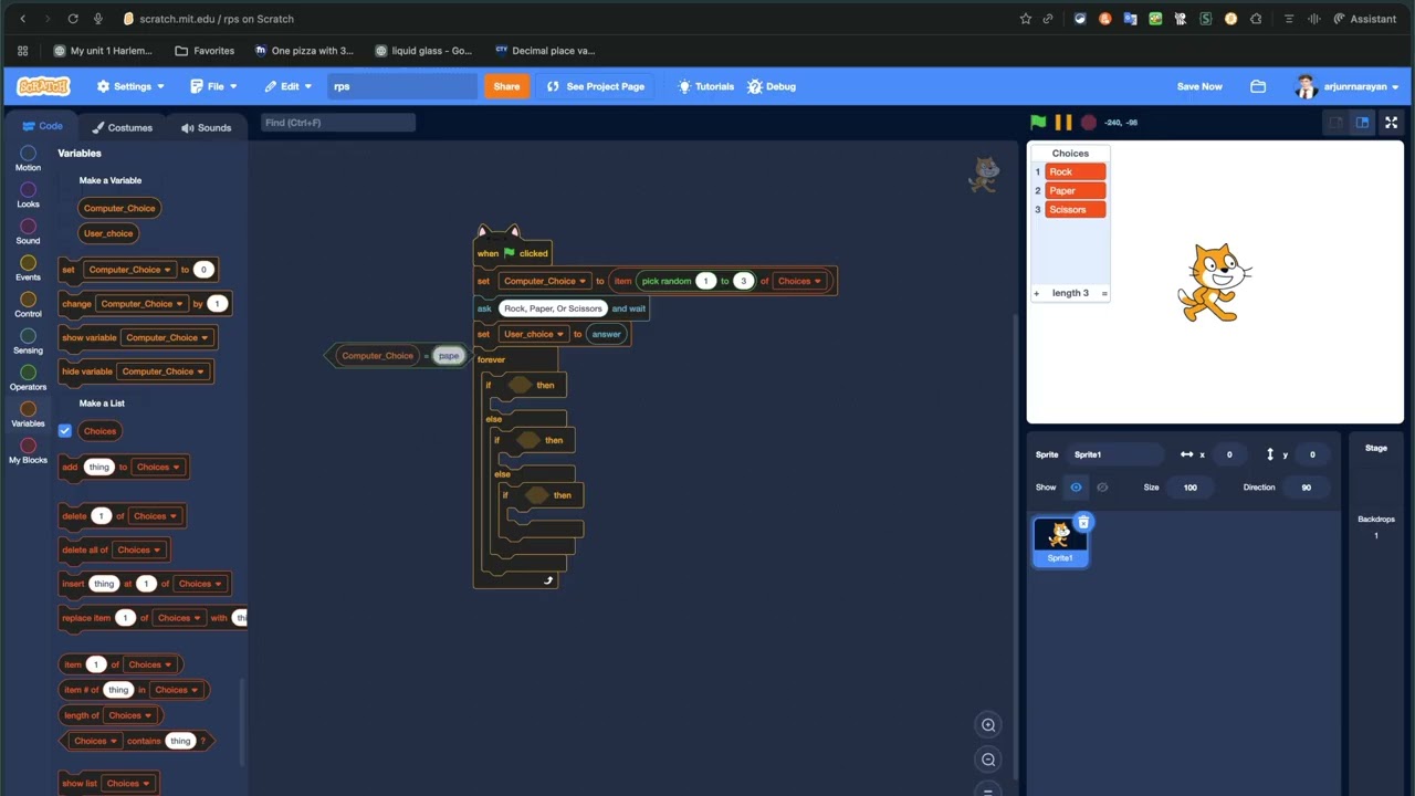 How to make a Rock Paper Scissors game in Scratch