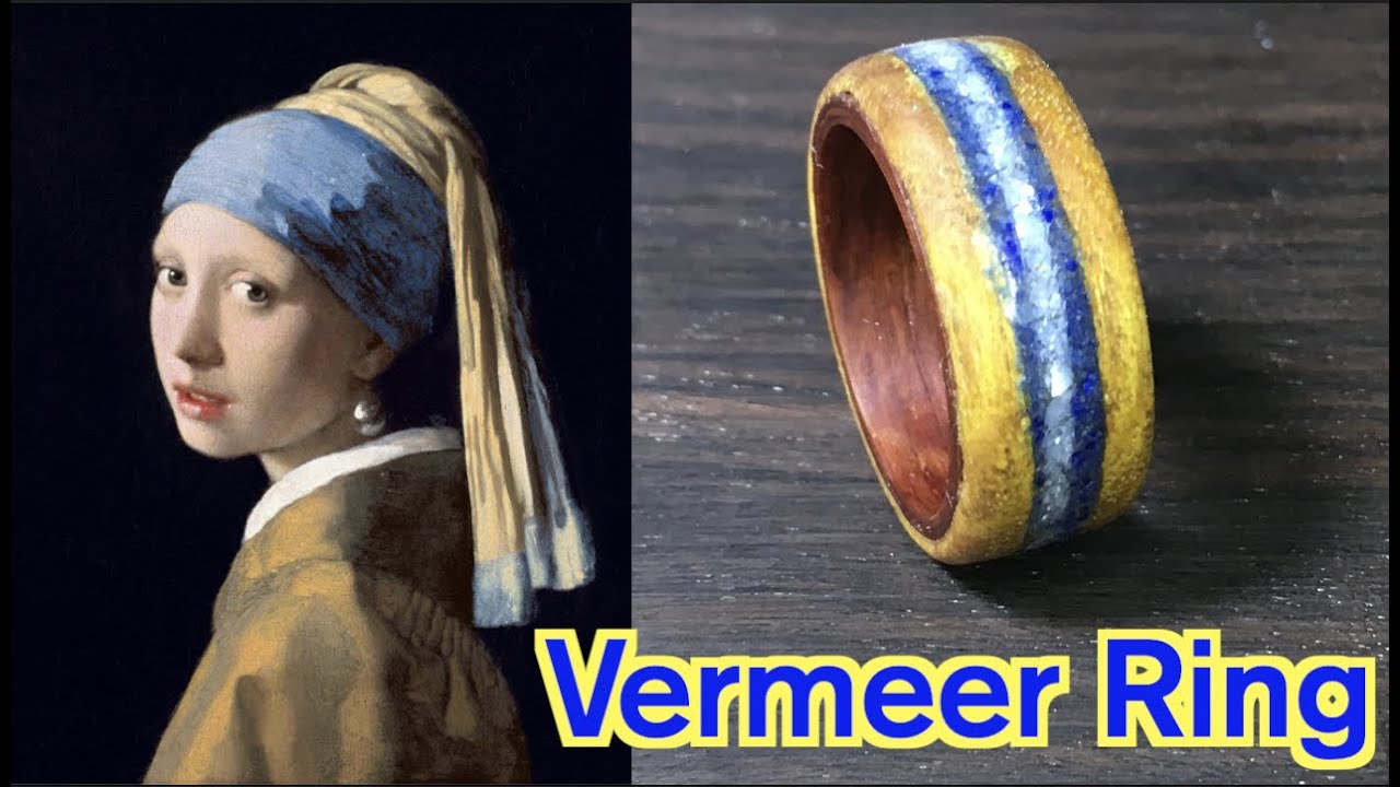 木と石と真珠の指輪の作り方 How to make wood, stone and pearl ring. inspired Vermeer.