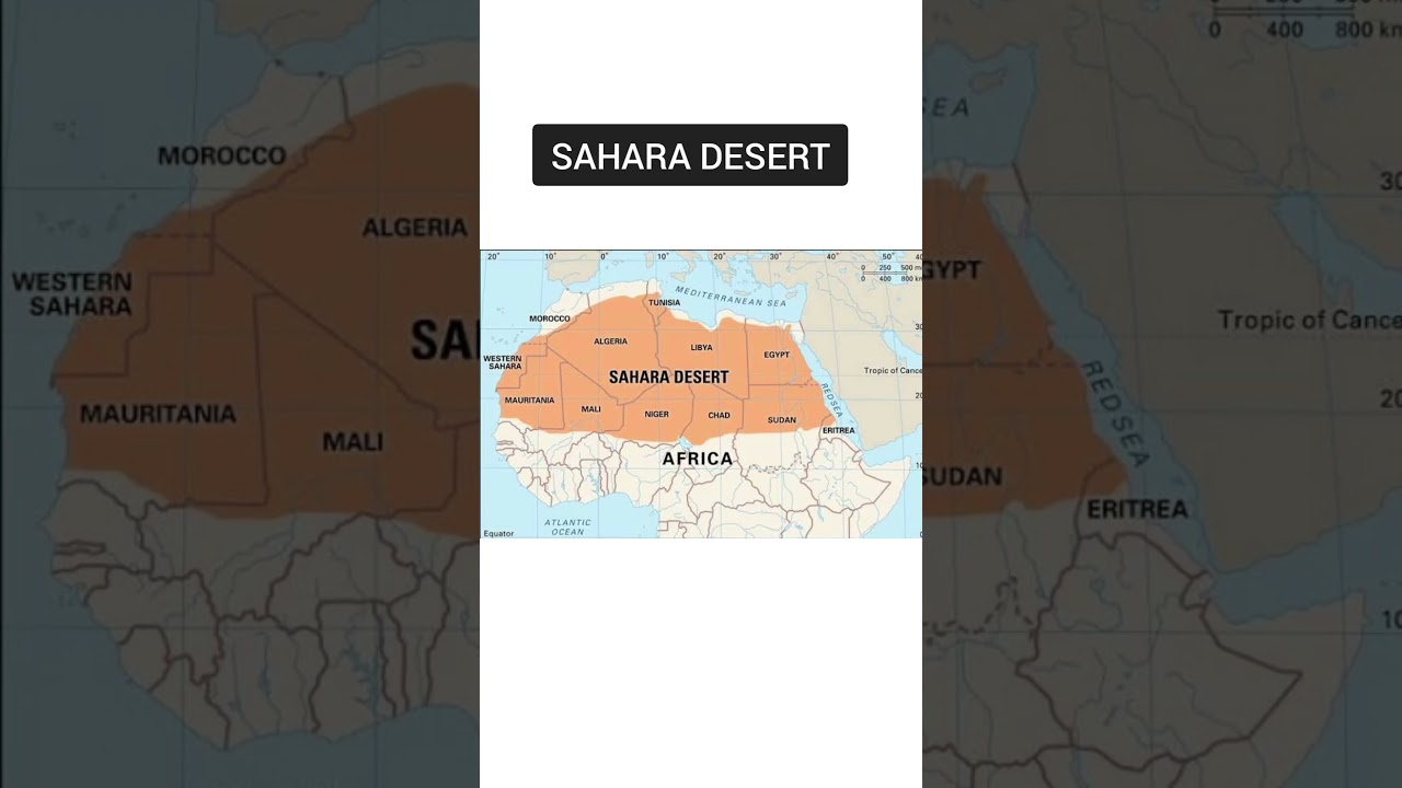 Sahara desert in map of Africa