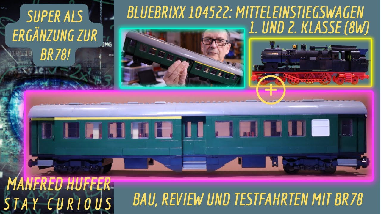 Bluebrixx 104522: Mitteleinstiegswagen 1./2. Klasse (8W) - Super Ergänzung zu BR78