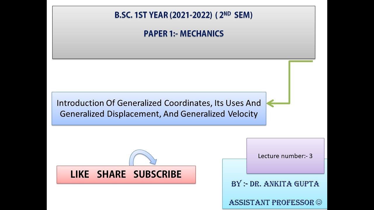 lect - 3 Introduction of generalized coordinates, its uses and gen. displacement, and gen. velocity