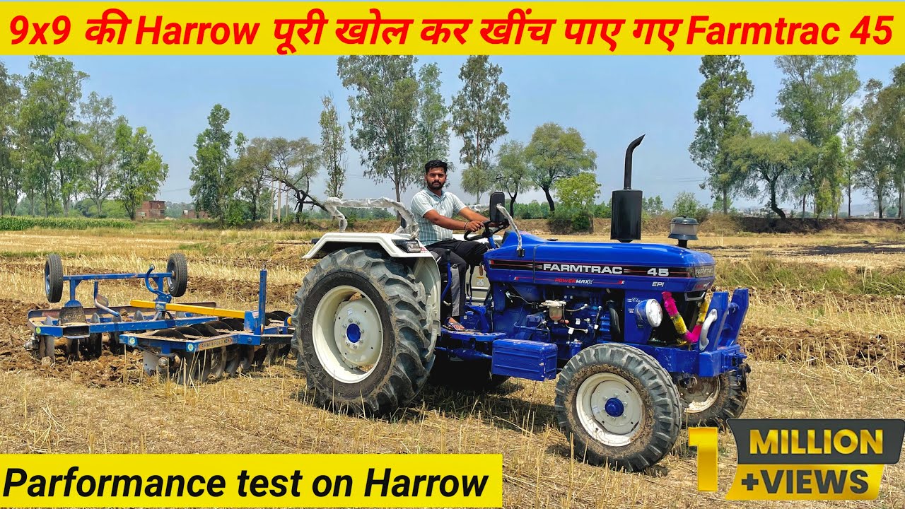Farmtrac 45 power max tractor parformance on harrow || by Aditya ganouli vlogs