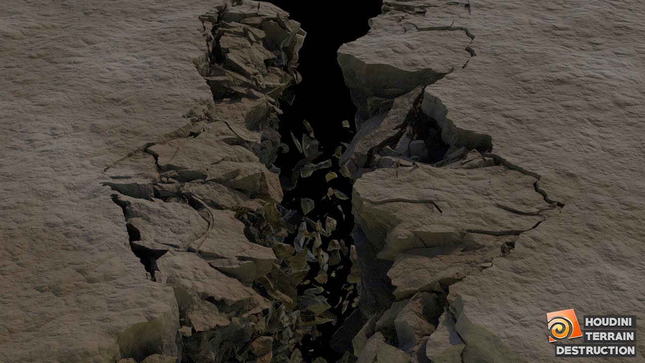 Houdini Ground Crack and Collapse || Terrain Destruction || Ground Destruction || Applied Houdini.